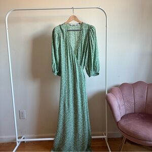 & Other Stories | Green Floral Puff Sleeves Maxi Dress Size 10